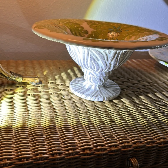 Vintage 'Tropical Palm' Hand Made Designer Laurie Gates Collection Compote - Picture 6 of 11